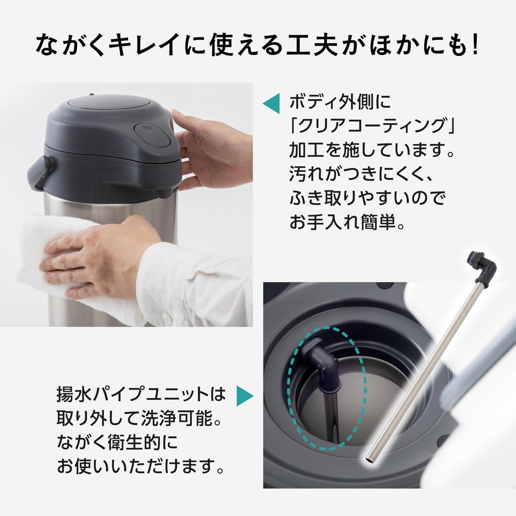 Термос Peacock Industrial Peacock из нержавеющей стали Air Pot 4 литра энергосберегающий термос с широким горлом настольный 4L XA (Павлин) Теплый/Холодный MRS-40