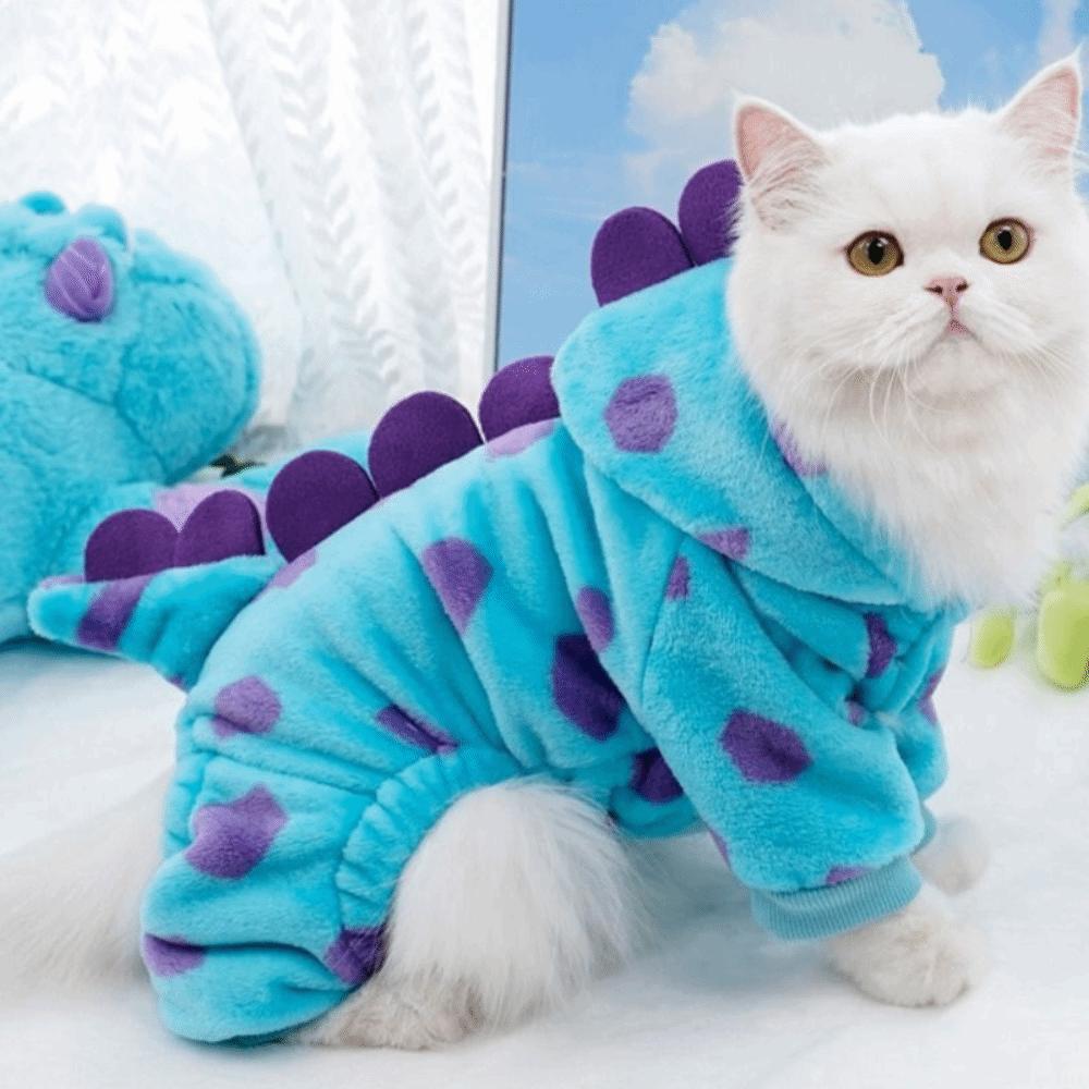 Thickened Puppy Cat Clothing Cartoon Dinosaur Cat Sweatshirt Casual Winter Pet Clothes French Bull