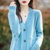 Вязаный свитер свободный ранняя осень новый женский свитер куртка короткий утолщенный женский высококлассный ленивый ветер кардиган