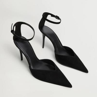 Новые стильные сексуальные туфли-лодочки с острым носком на тонком высоком каблуке с пряжкой на щиколотке, женские туфли-лодочки, свадебные босоножки на подиуме, женская обувь, черные каблуки