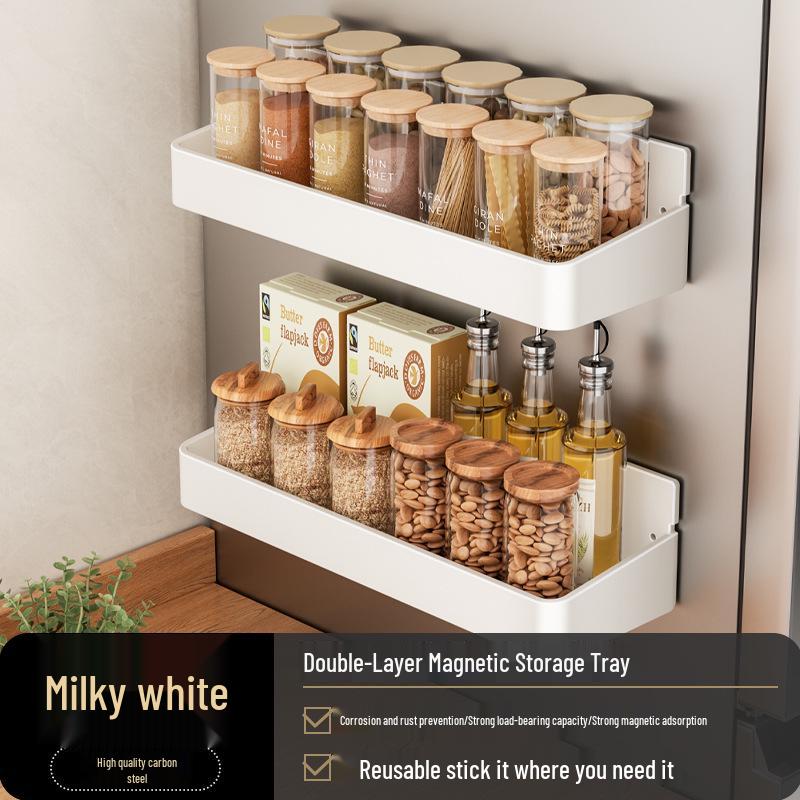 Magnetic No-Drill Refrigerator Side Storage Rack and Spice Holder