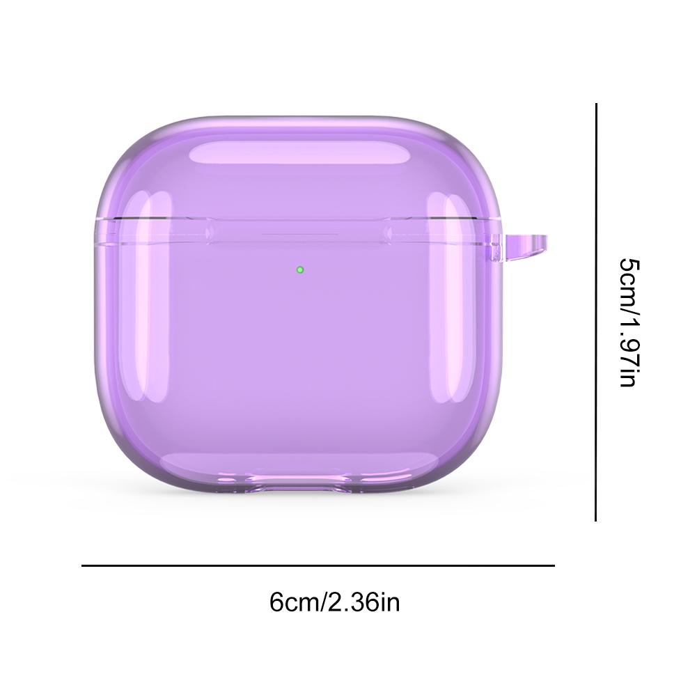 Прозрачный защитный чехол с карабином TPU Cover для Airpods 4(Прозрачный фиолетовый)