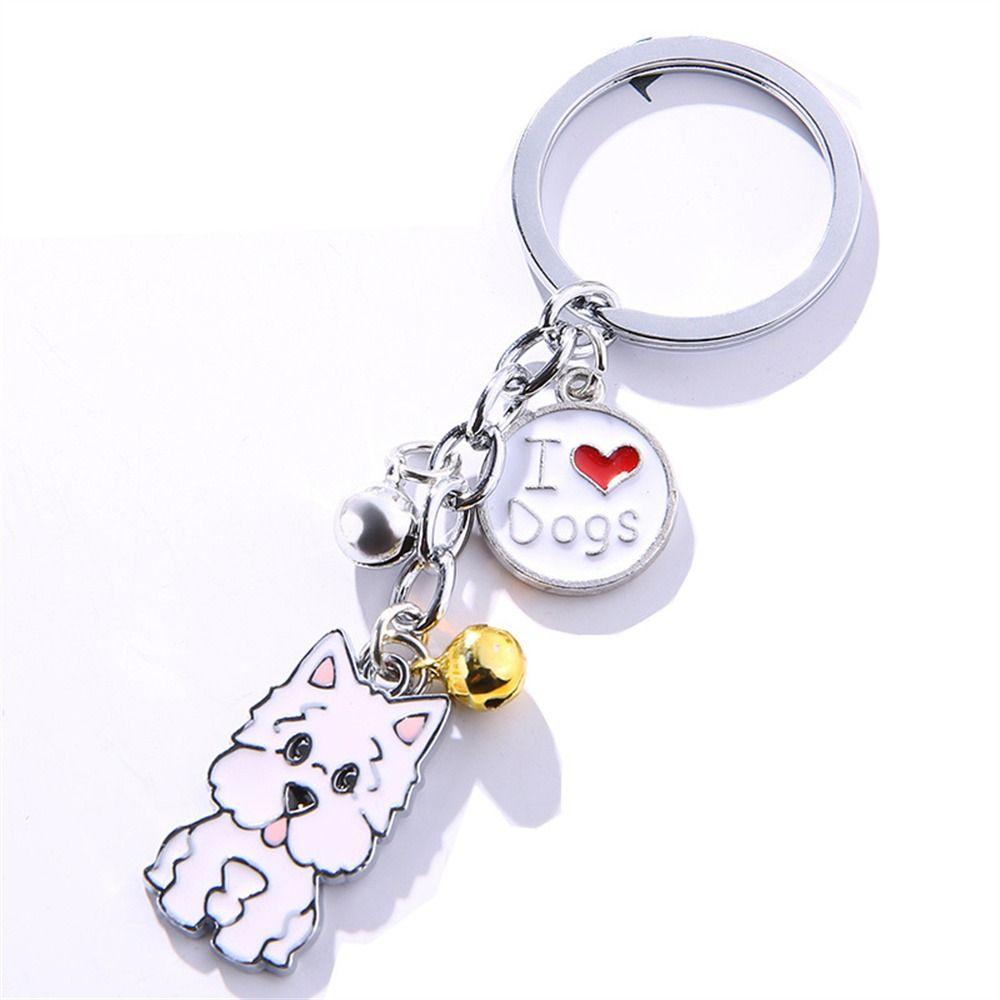 Enamel Golden Retriever Maltese Animal Bell Pet Keyring Pet Keychain Dog Keychain Dog Pendant