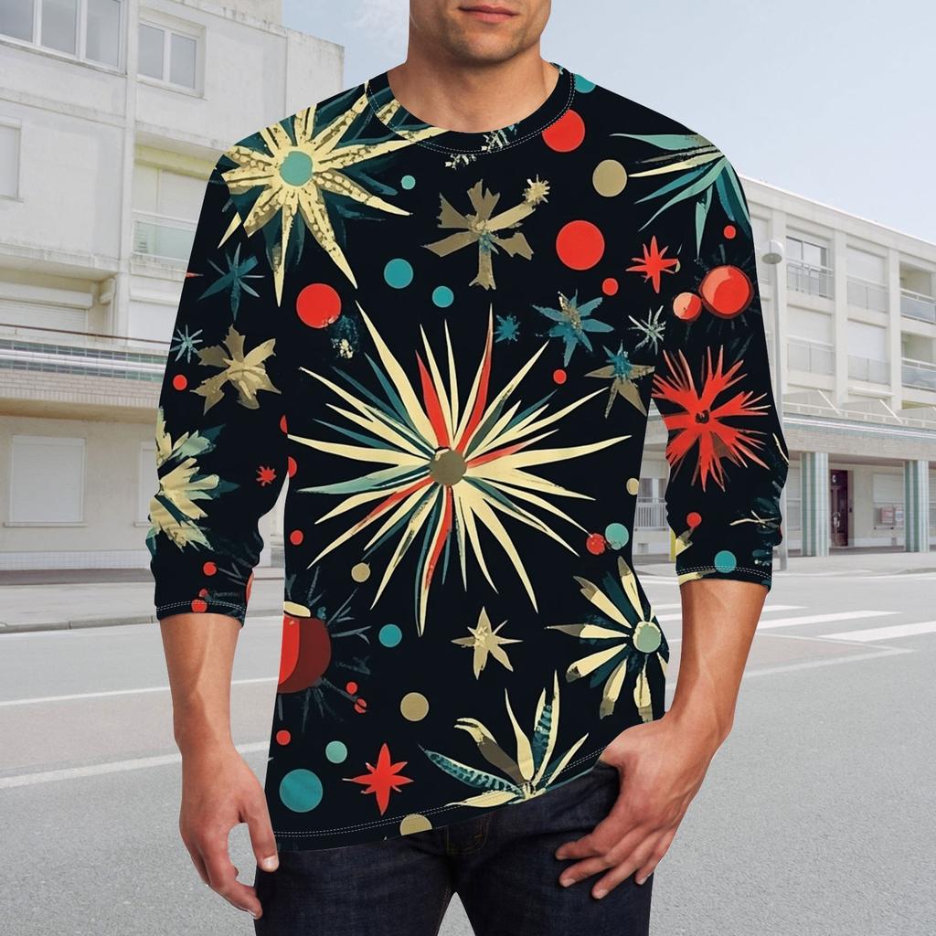 Men's T Shirt O-Neck Clothing Apparel Outdoor Long Sleeve Print Fashion Designer Vintage
