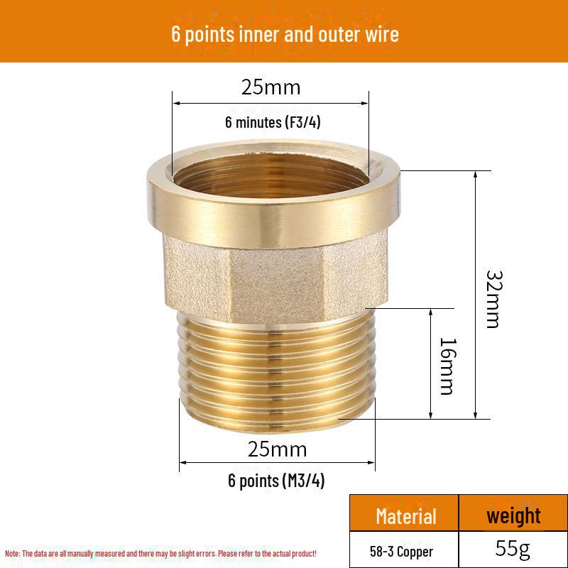 Медный переходник 2346 1/4" для внутренних/внешних соединений проводов - принадлежности для водопроводных/газопроводных труб
