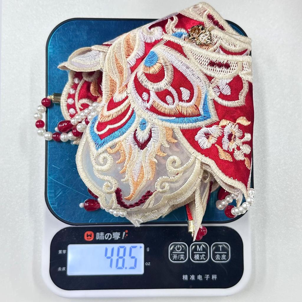 Этнический стиль Красная вышитая пряжка Ханьфу лошадь платье украшение облако плечо Тяжелая промышленность бисер бахрома подвеска накладной воротник