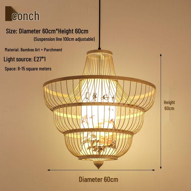Retro Zen Bamboo Weaving Pendant Lamp for Restaurants & Teahouses