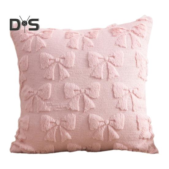 Plush Rabbit Pillow Cover 18 X 18 Inch Throw Pillow Cover Farmhouse Decor Pillow Case with Invisible Zipper for Sofa Bed Car Spring Decoration