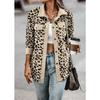 Women's Long Sleeve Jacket with Leopard Print Buttons Fashionable Autumn Winter Jacket In Plus Sizes