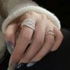 Дизайн личности Модное серебристое многорядное кольцо для женщин Девушка Шарм Открывающееся Неправильной формы Набор колец на пальцы Вечеринка Ювелирные изделия