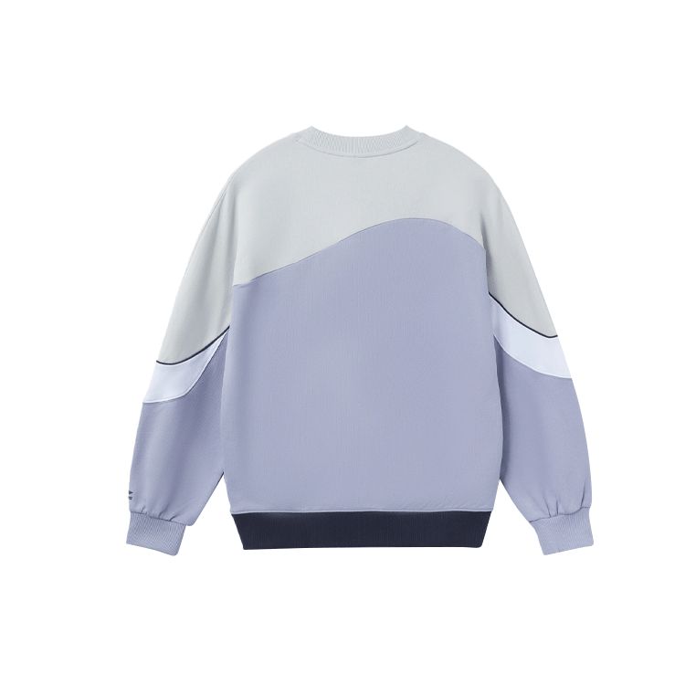 Li Ning Sports Lifestyle Series Логотип с принтом цветных блоков с круглым вырезом, свитер, женская толстовка, туманно-фиолетовый, антарктический, серый AWDR318-5
