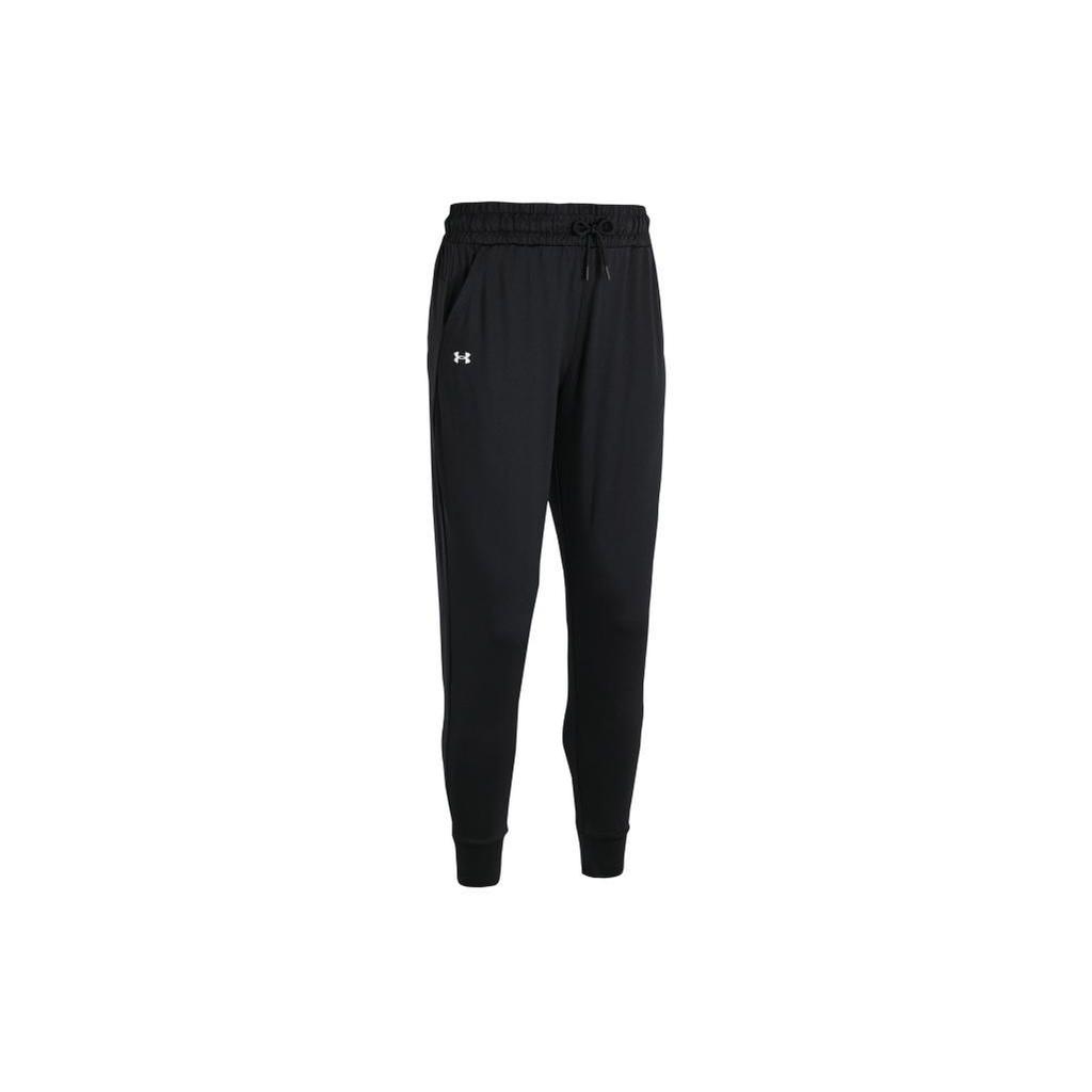 Under Armour Solid Color Print Logo Drawstring Joggers Women Bottoms Black 1373083-001