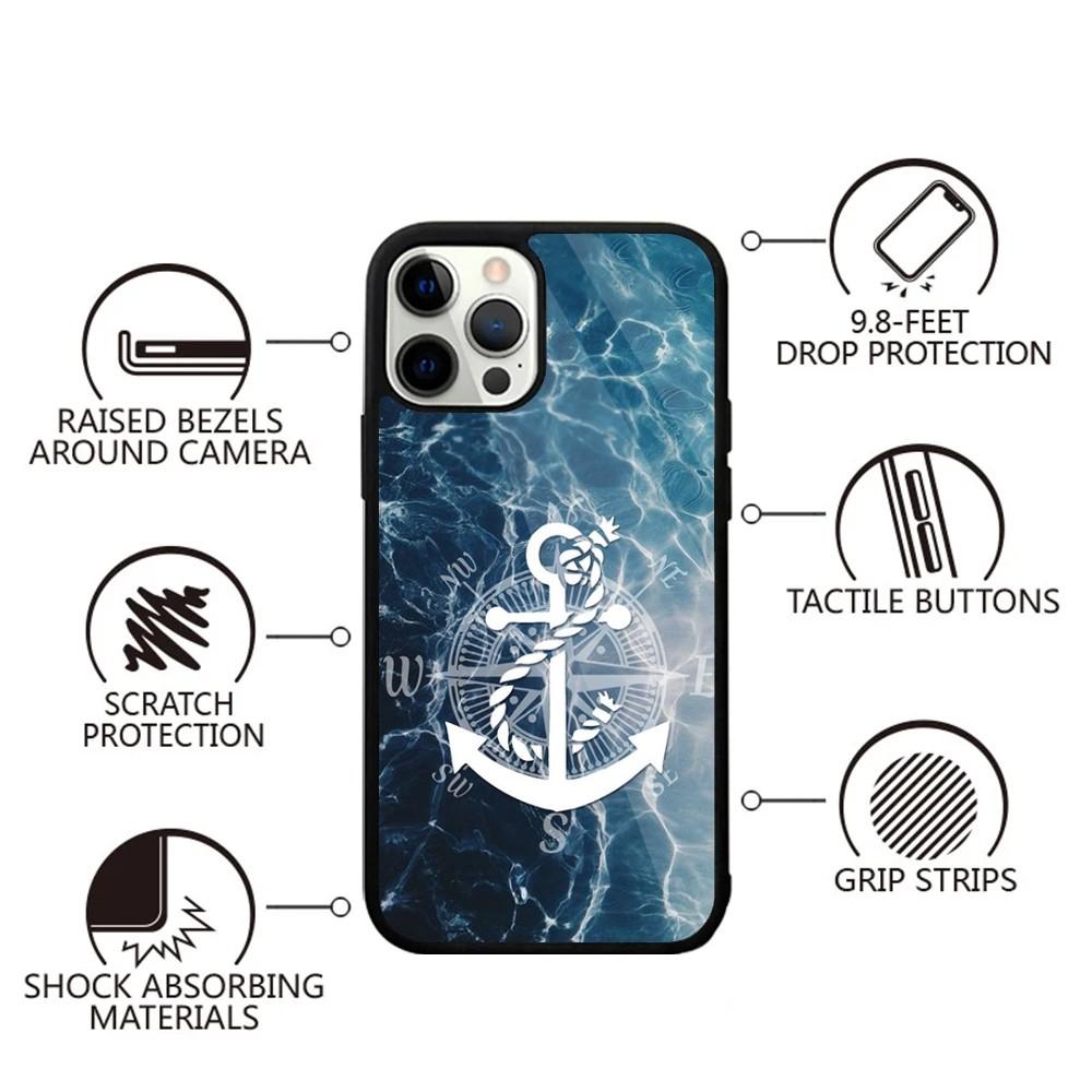 Anchor Compass nautical sailor Phone Case For iPhone 15,14,13,12,11,Plus,Pro,Max Mini Magsafe Magnetic Wireless Charging