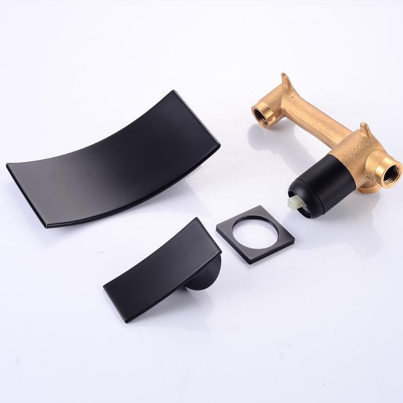 Европейский стиль Цельномедный Скрытый Смеситель-водопад Бытовой Горячий и Холодный Смеситель для Раковины Встраиваемый в Стену