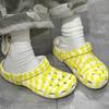 Crocs Classic Gingham Clog Daylily Comfortable Trendy Clogs Unisex Clogs White Yellow 211006-78R