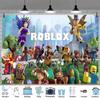 Баннер для украшения дня рождения в стиле игры Roblox для мальчиков 5x3 Этилен Фотофон Ткань