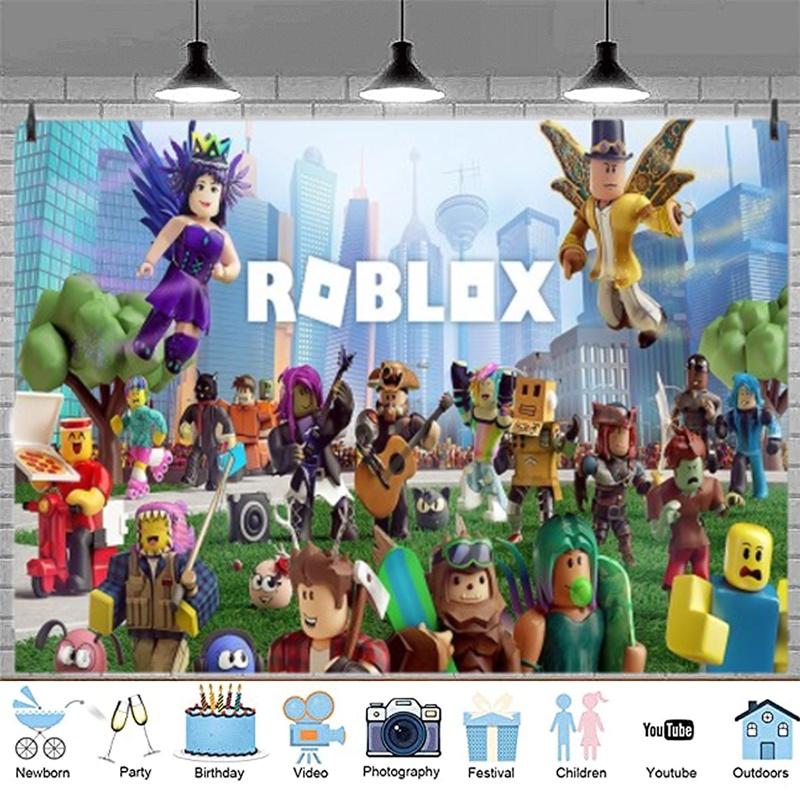 Баннер для украшения дня рождения в стиле игры Roblox для мальчиков 5x3 Этилен Фотофон Ткань
