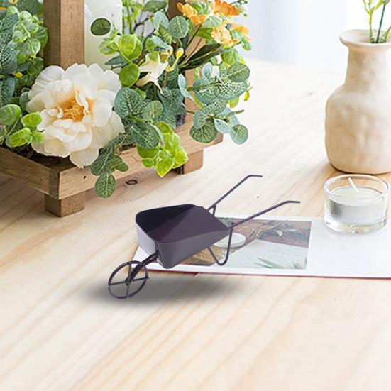 Мини-винтажная железная тележка, украшения для кукольного домика, реалистичная мини-компактная сцена в микродворе, одноколесная тележка, микроскопический реквизит для пейзажной фотографии