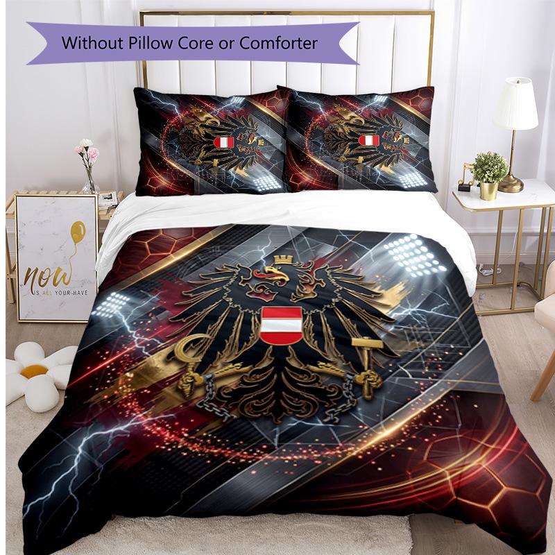 Austria Football Printed Bedding 3 Piece Set Cozy Breathable Bed Cover Set as Housewarming Holiday Gift
