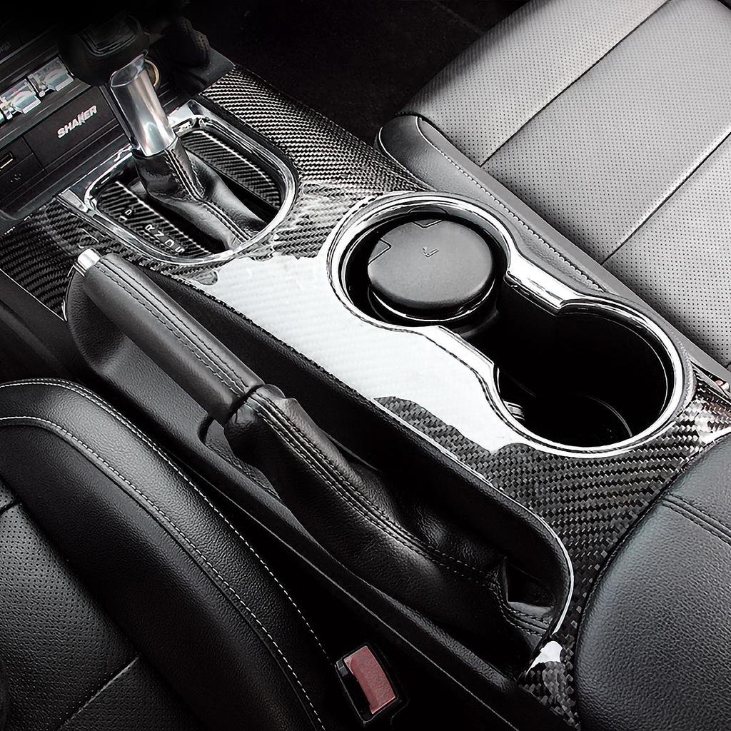 Carbon Fiber Car Gear Shift Panel Sticker Interior Trim Cover For Ford Mustang GT 2015 2016 2017 2018  