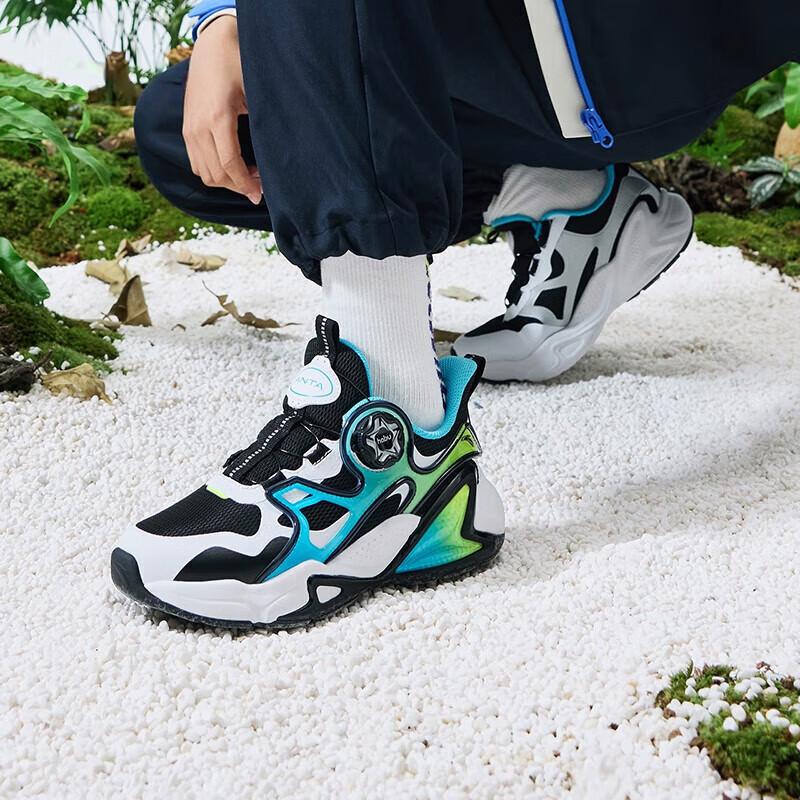 Anta Comfortable Versatile Non-Slip Shock Absorbing Wear-Resistant Kids Casual Shoes Kids Casual Shoes Black White 312418803-2