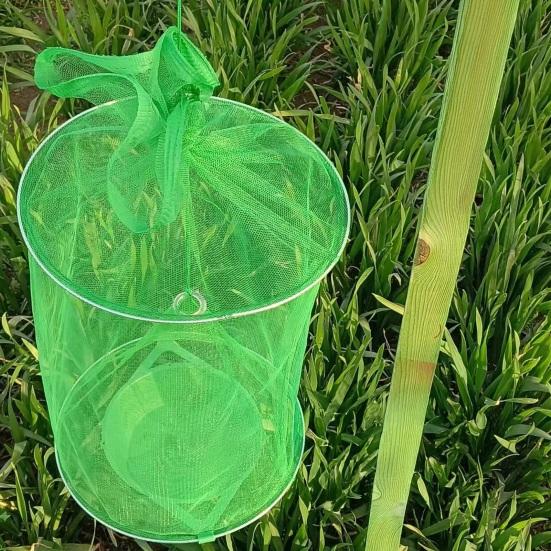 Hanging Fly Trap Indoor Outdoor Garden Farm Barn Ranch Foldable Fly Catcher Bag Heavy Duty Weather-proof Reusable Fly Control Green Cage