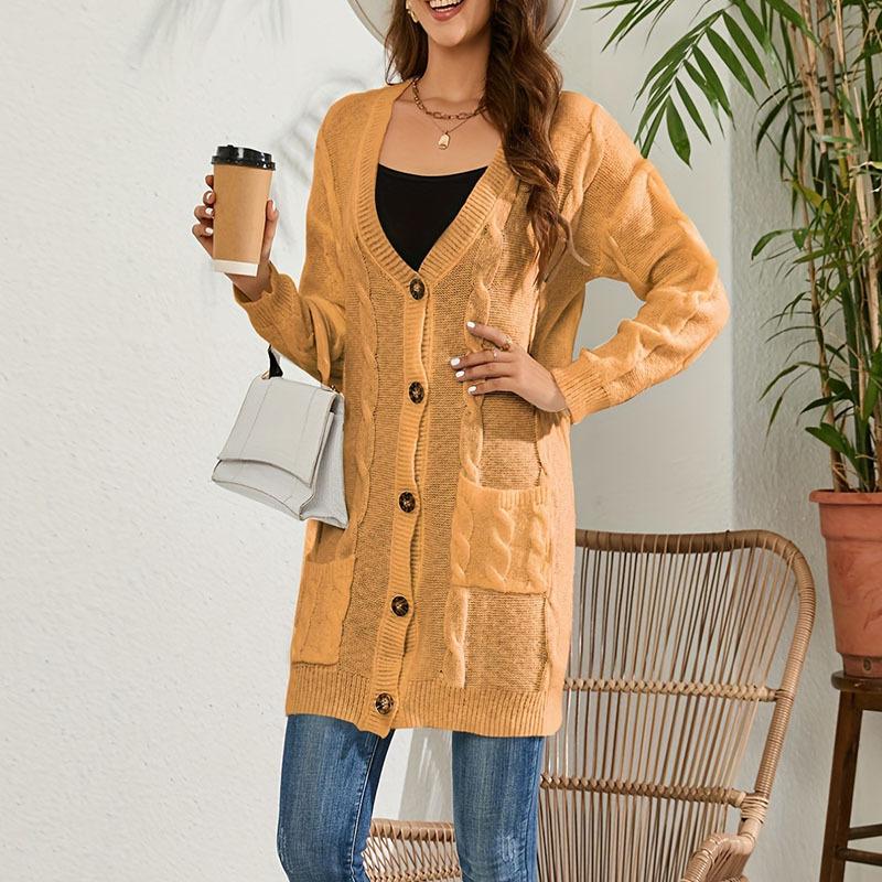 Autumn and Winter Fashion Women's Sweater Outer Cardigan Fashion Long Single-breasted Casual Cardigan Jacket