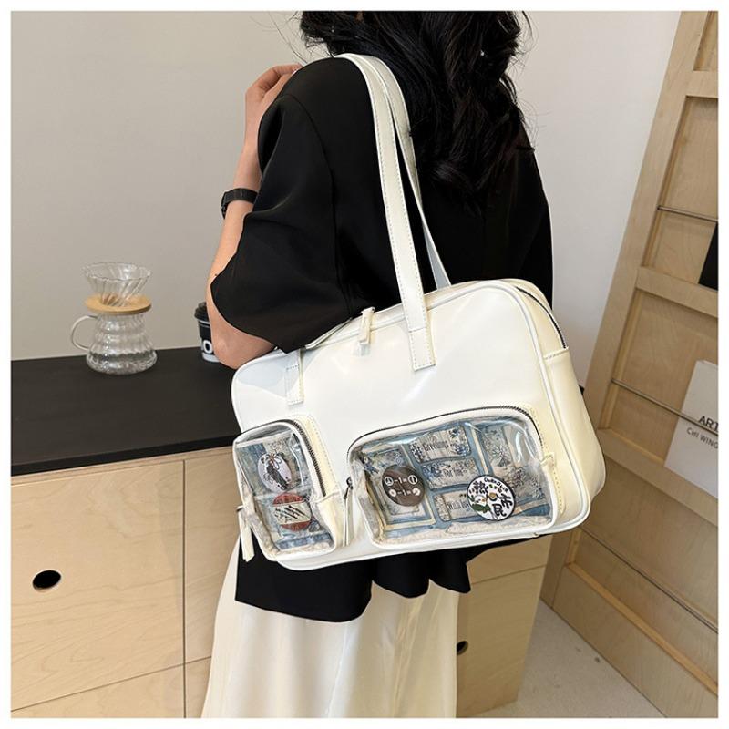 Прозрачная женская сумка из ПВХ, японский кампусный стиль, свежий и сладкий значок, новая модная сумка через плечо для известного в Интернете студента, сумочка