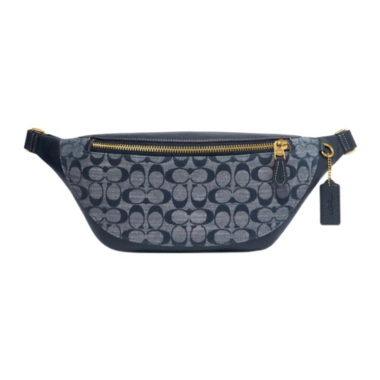 Coach Warren 40 Classic Monogram Zip Closure Leather And Fabric Shoulder Bag Men Shoulder Bag Denim CG994-B4DE