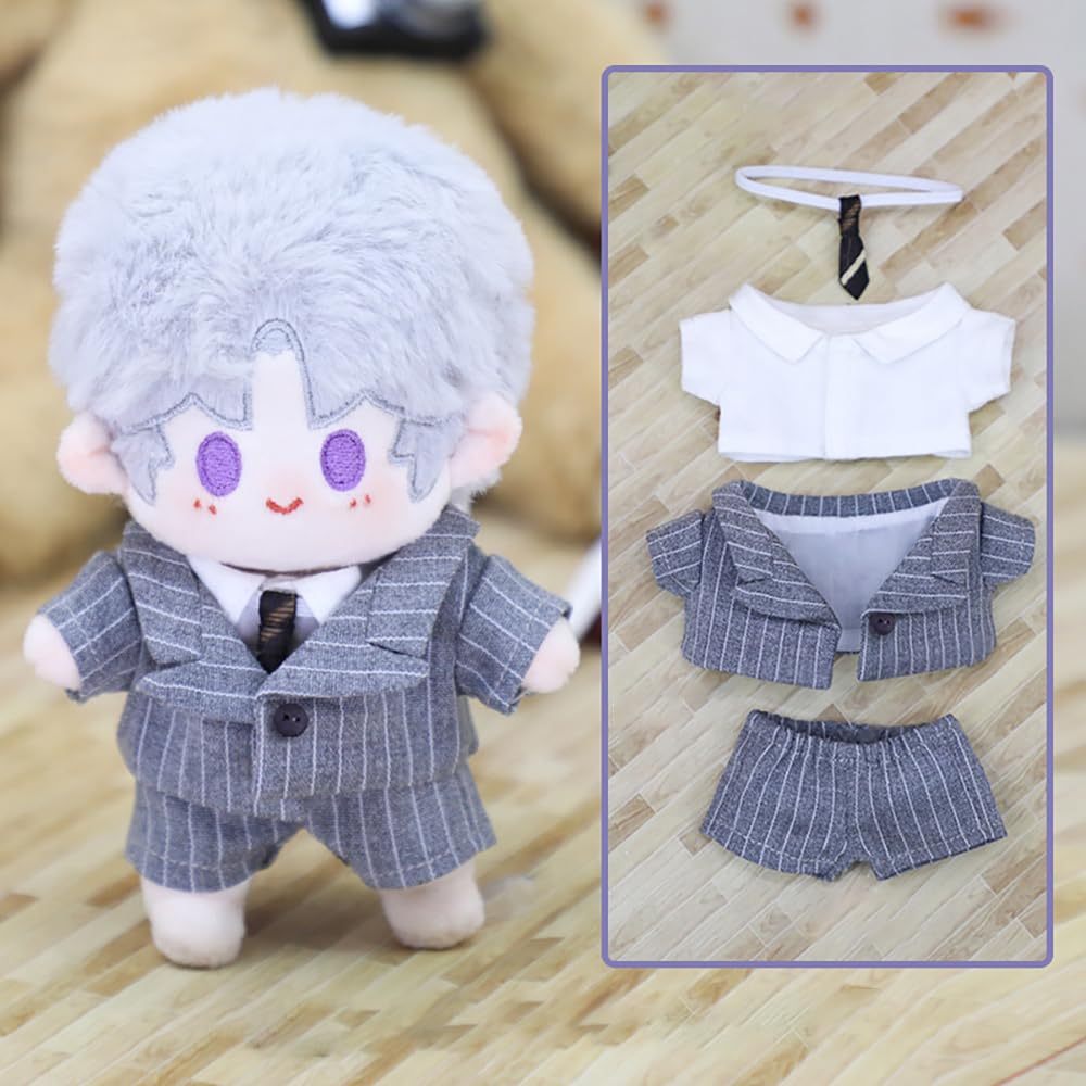Niannyyhouse 10cm X 20cm Plush Clothes: Jacket, Shirt, Tie, Pants, Striped Suit, Cotton Doll, Dress-Up (Blue 10cm)