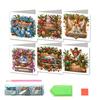6 Pcs DIY Rhinestone Art Painting Cards Christmas Greeting Card Making Kit with Envelopes 5D Snowman Cat Deer Rhinestone
