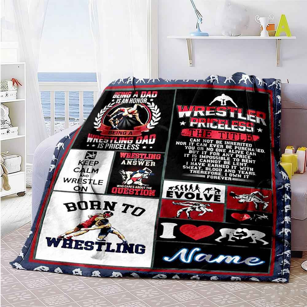 Wrestler6 Customize Your Name Blanket Gift Personalized Blanket Durable Comfort for Bedding Livingroom Sofa Couch Four Seasons Universal