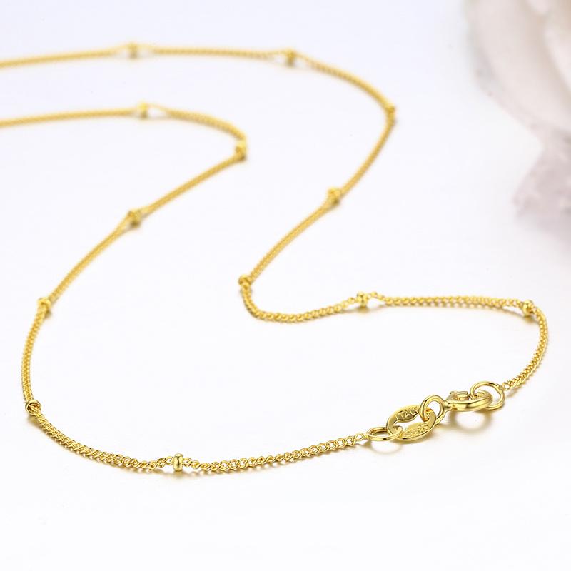 35-80cm 1mm Tiny 925 Sterling Silver W Gold Colour Beaded Curb Chain Choker Necklaces For Women Jewelry Kolye Collares Ketting