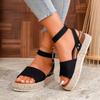 2025 Summer Women's Ankle-Wrap Rome Sandals Platform Buckle Strap Wedges Non-Slip Plus Size Soft Sole for Beach & Daily Casual