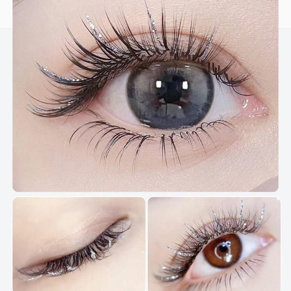 Glitter Shiny Eyelash Extension with Diamond Individual Lashes Fashion False Eyelashes  Women