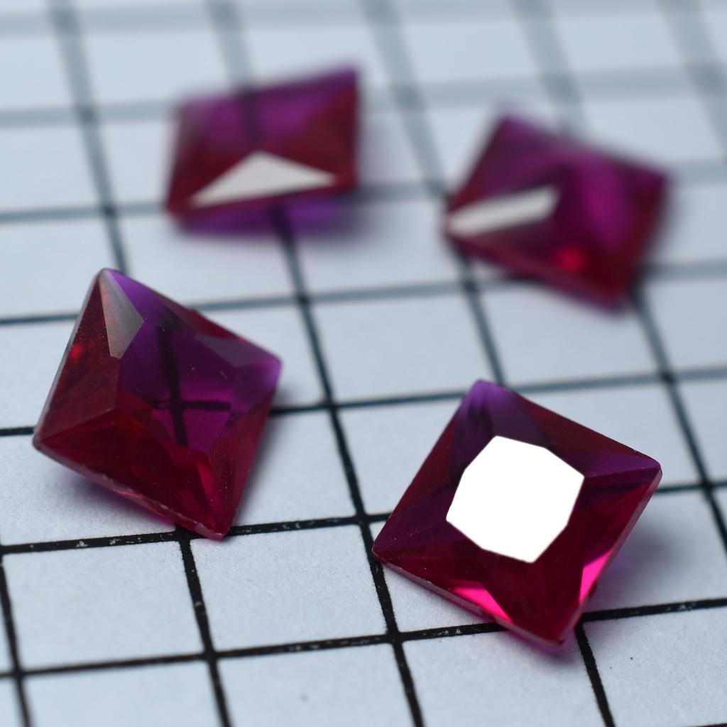 Red Ruby Loose Gemstone Radiance for Jewelry Square Cut 5 pcs for Jewelry Making and Gem Collections
