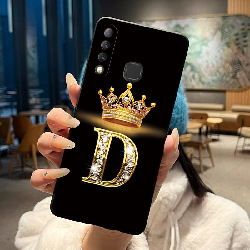 Красивый чехол-корона с буквами от А до Я для Infinix S4 Smart3 Plus X626 X267, черный, из мягкого силикона, противоударный