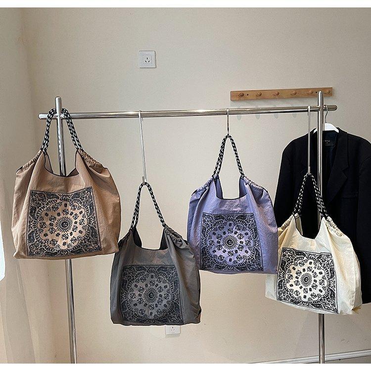 Большая женская сумка через плечо с вышивкой, дизайнерские эко-сумки для женщин, сумки с веревочными ручками, сумка на шнурке, многоразовая сумка для покупок