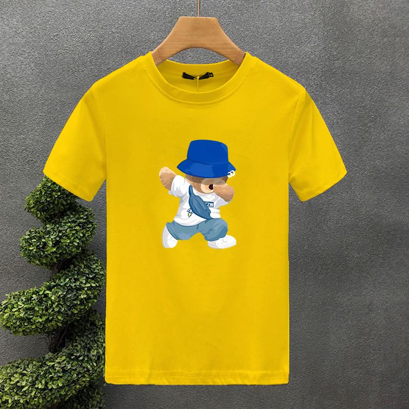 2025 Fashion New For Men's T-shirt High Quality 100% Cotton Bear Printing Summer Casual Cool Loose O-Neck T-Shirt Male Tops 2yk