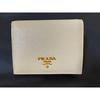 Good Condition Saffiano Bifold Wallet 1MV204 Beige Box/Card