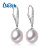 LSOOYH Bohemian Natural Freshwater Pearl Earrings CZ Cubic Zirconia Drop Clip Earrings For Women