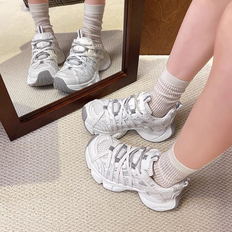 Европейские сетчатые туфли для пап на толстой подошве, женская обувь весны 2025 года, дышащая, с круглым носком, спортивная и любительская обувь