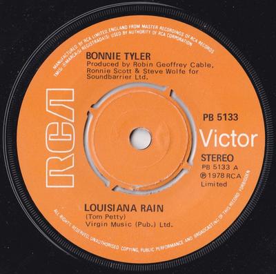 7-дюймовая пластинка BONNIE TYLER - Louisiana Rain PB5133 RCA Victor 1978 UK Rock Б/у