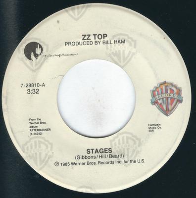 7-дюймовая пластинка ZZ TOP - Stages / Can't Stop Rockin' 728810 Warner Bros.. Re 1985 US Rock Б/у