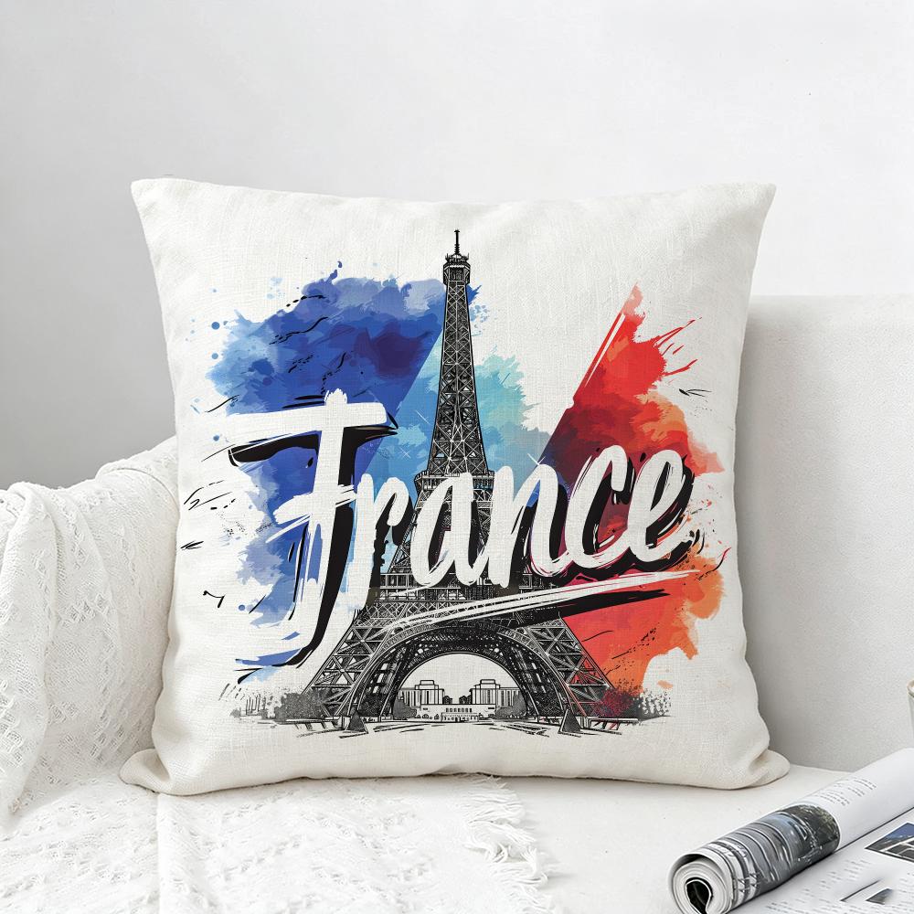 Flag France Flag Cushion Cover Natural Linen Pillowcase Set AllinOne Decor for Sofa Bedroom Chair