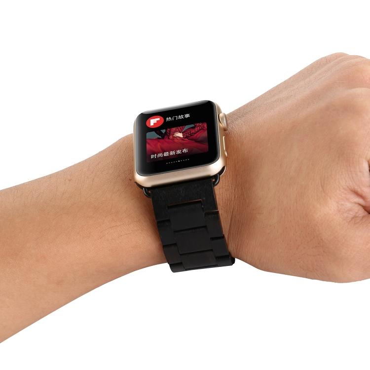 Wooden Watch Band For Apple Watch Series 7 41mm / 6 & SE & 5 & 4 40mm / 3 & 2 & 1 38mm(Black)