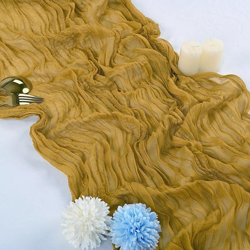 Бежевая дорожка для стола из марли, деревенская прозрачная скатерть в стиле бохо, свадебное украшение, скатерть для детского душа, рождественских вечеринок по случаю дня рождения