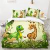 Cartoon Dinosaur Pattern 3D Digital Printing Duvet Cover Pillowcase Bedroom (Three-piece Set) Bedding Set