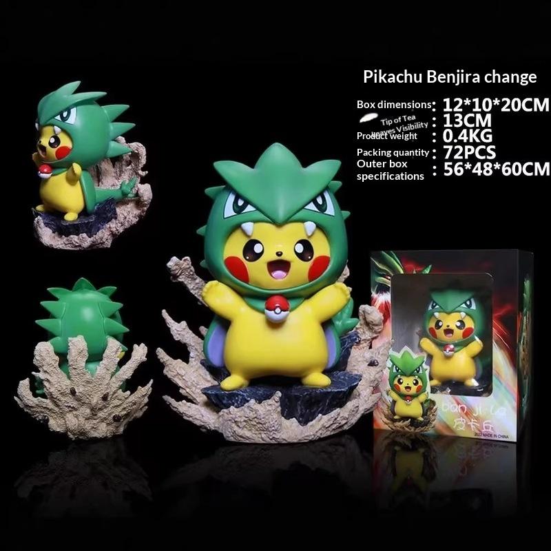 Pokemon Pikachu Cosplay Tyranitar Figure 13CM Resin Collectible Model Desktop Decoration For Anime Fans Pokemon Collectors