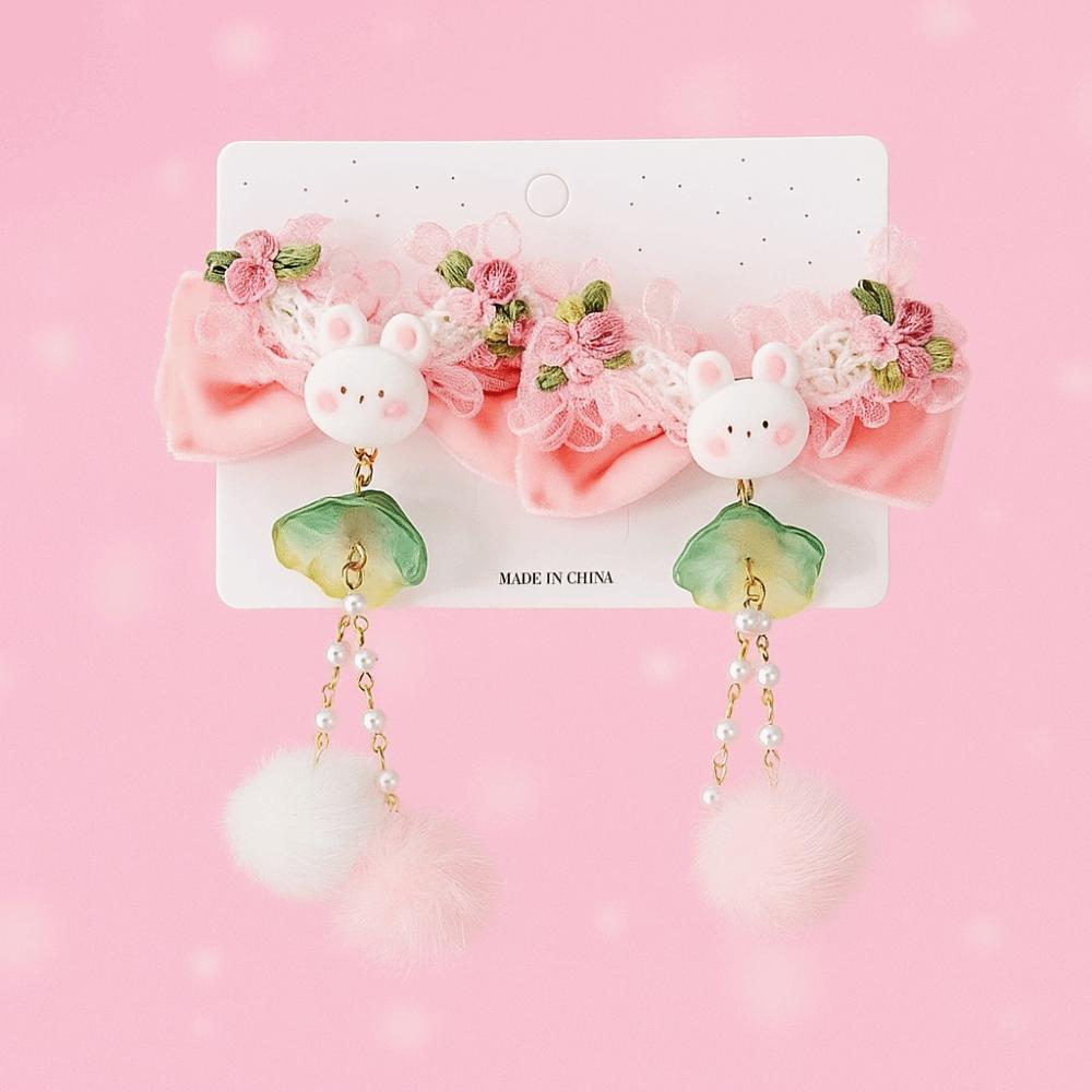 Rabbit Children's New Year Hair Clip Cute Chinese Style Barrettes Plush Fringe Hairpin  Girls